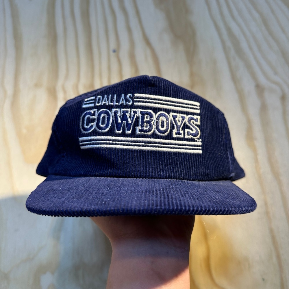 Vintage Dallas Cowboys Drew Pearson Corduroy Snapback Hat Navy Blue NFL OSFM
